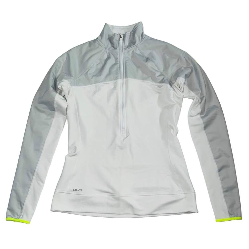 Nike Dri Fit White Base Layer Half Zip Pullover Hyper Warm Sweatshirt Size M
